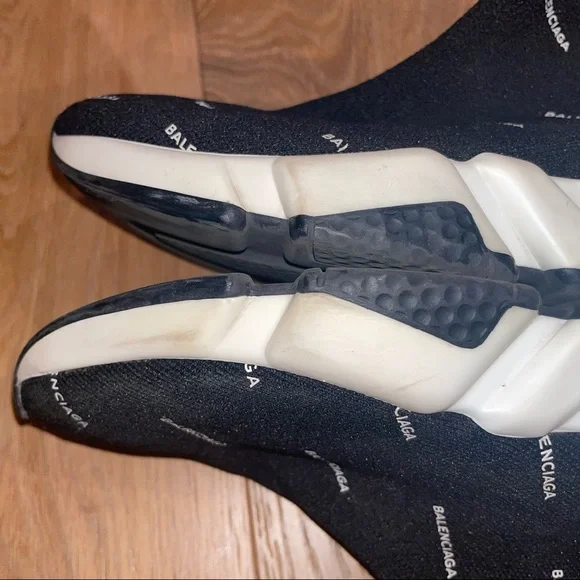 Balenciaga Women's Black Stretch Polyester Speed Sneakers - Picture 8 of 9